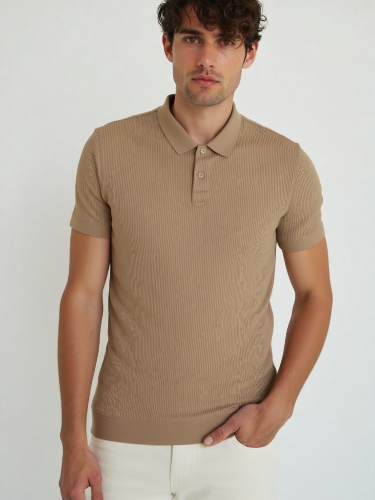 Short Sleeve Polo - Beige