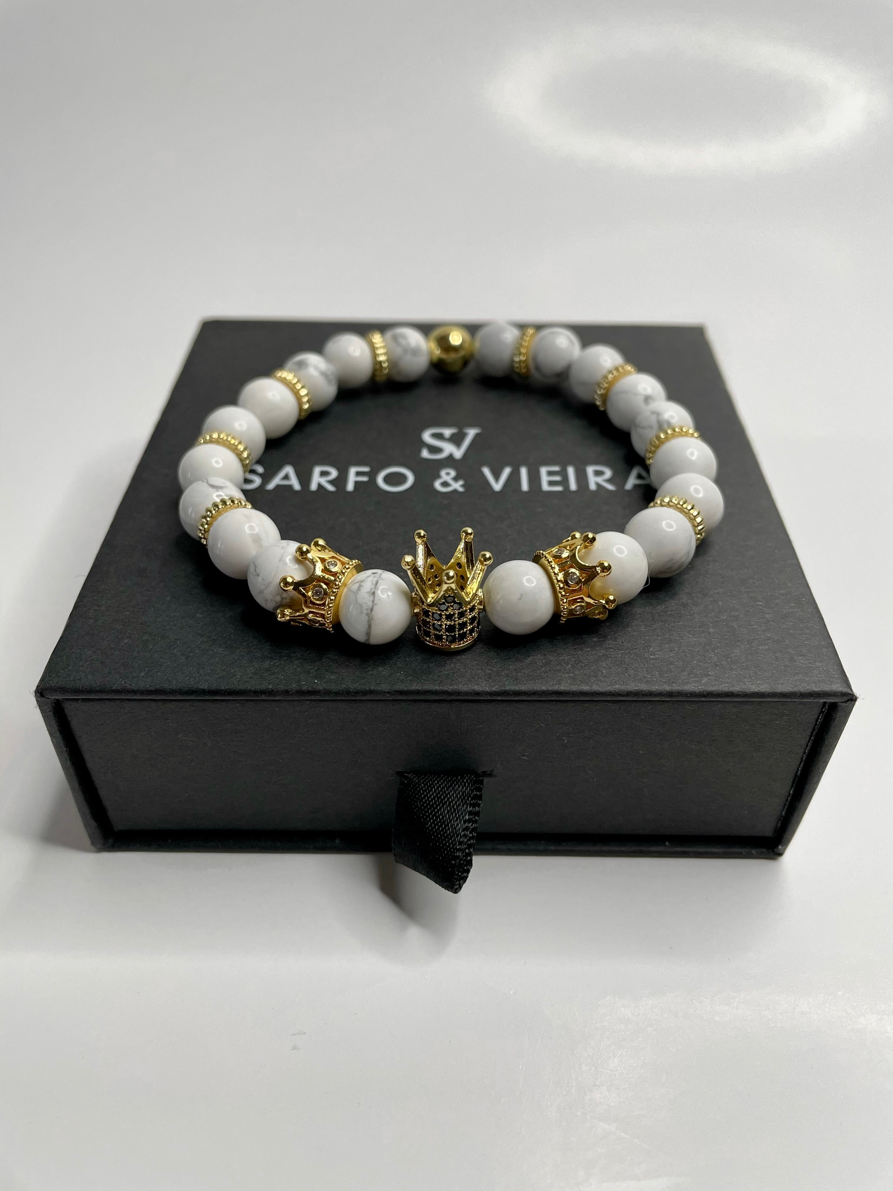 King Crown Bracelet- White Marble - Sarfo & Vieira