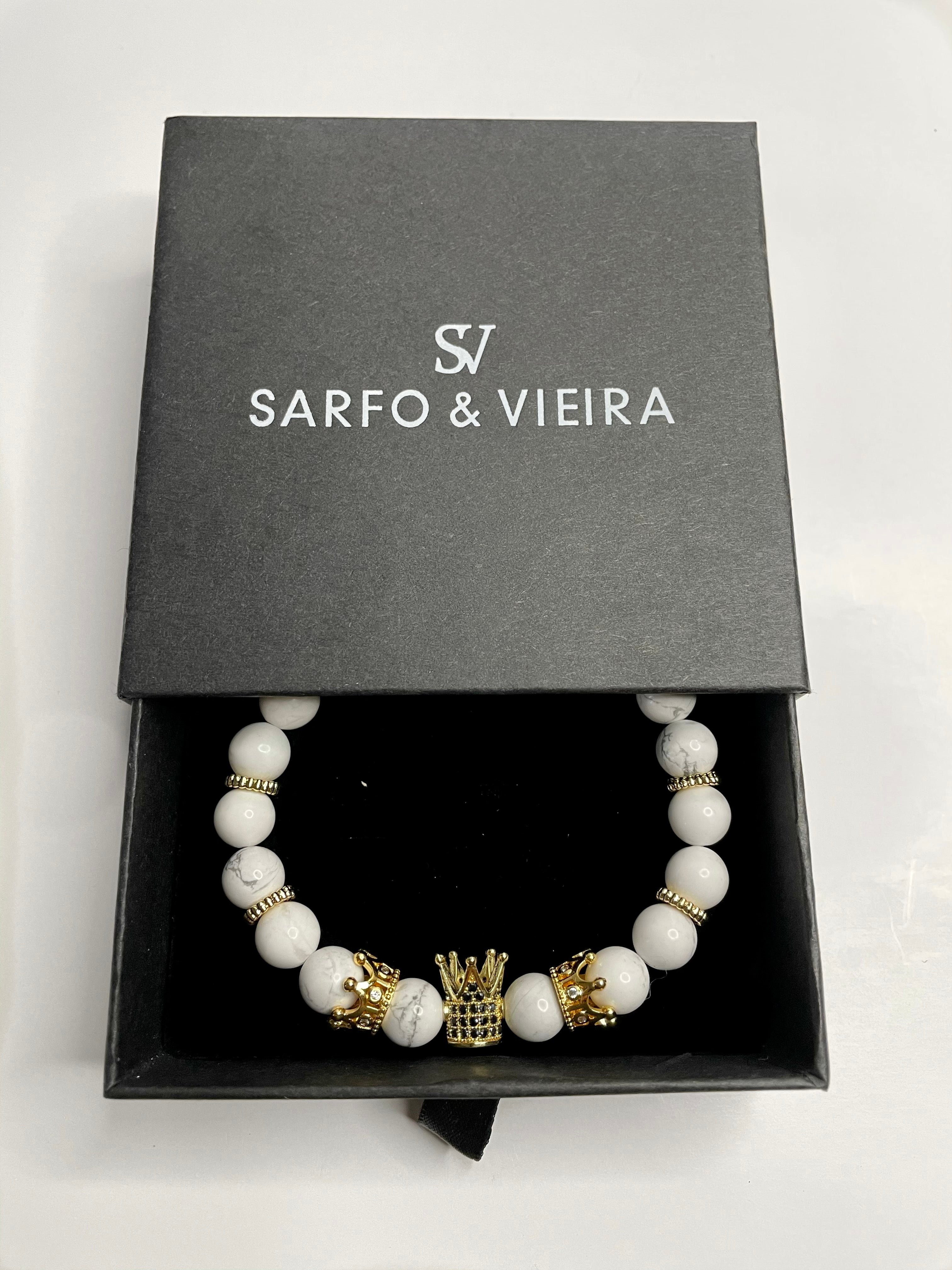 King Crown Bracelet- White Marble - Sarfo & Vieira