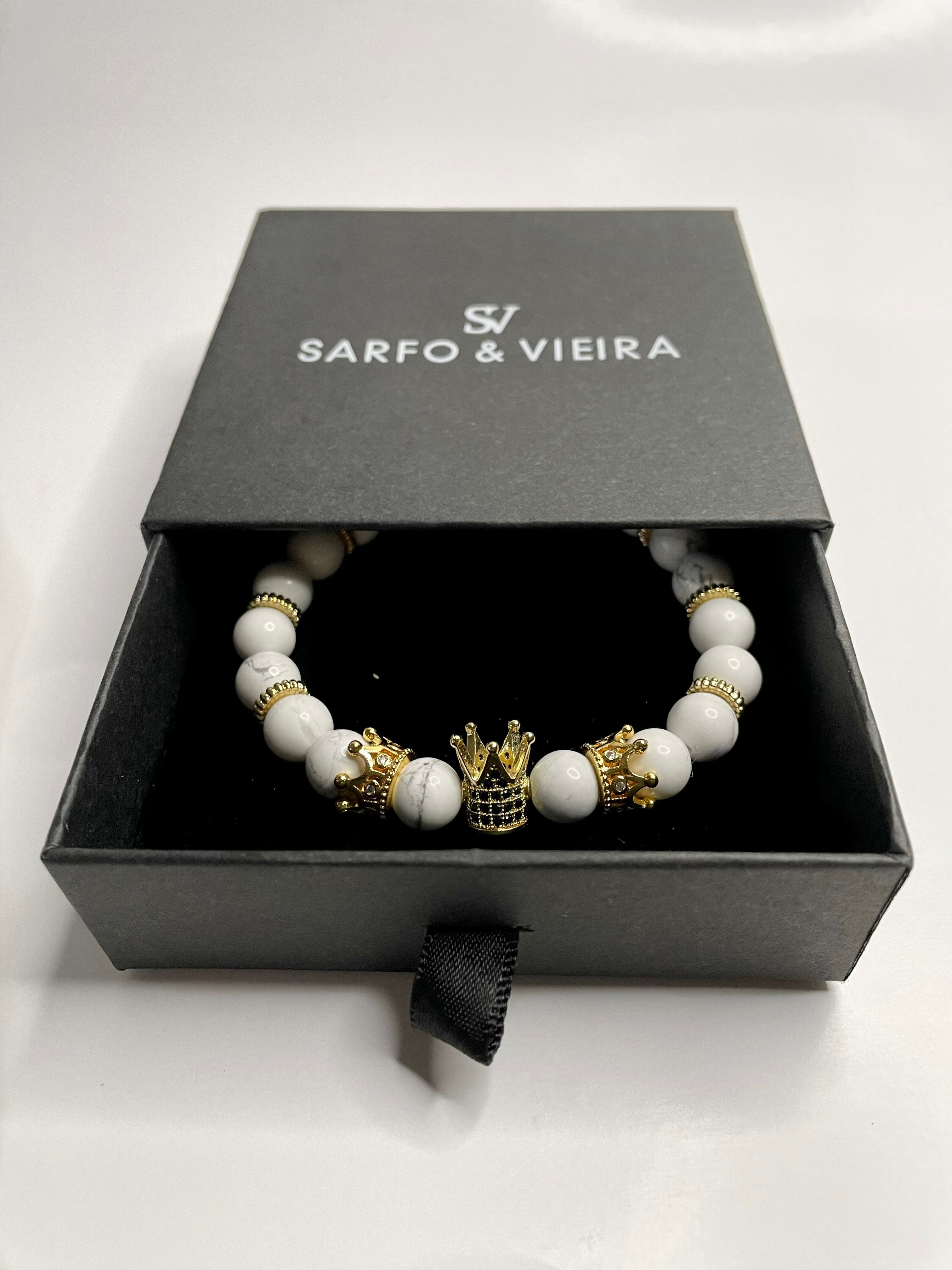 King Crown Bracelet- White Marble - Sarfo & Vieira