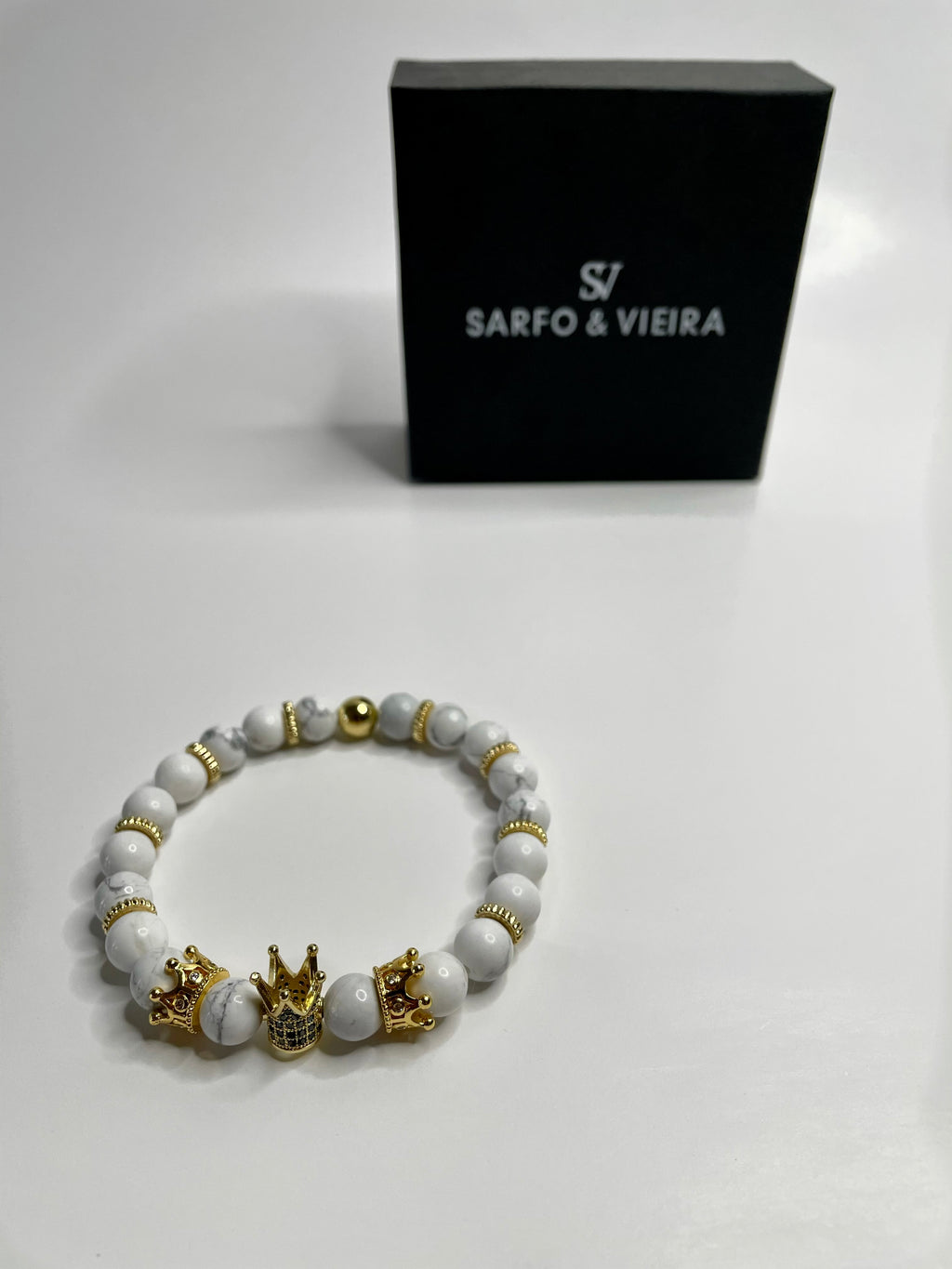 King Crown Bracelet- White Marble - Sarfo & Vieira